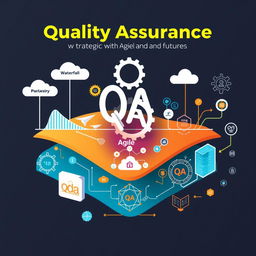 A conceptual illustration showcasing the evolution and strategic role of Quality Assurance (QA) within Agile and DevOps environments