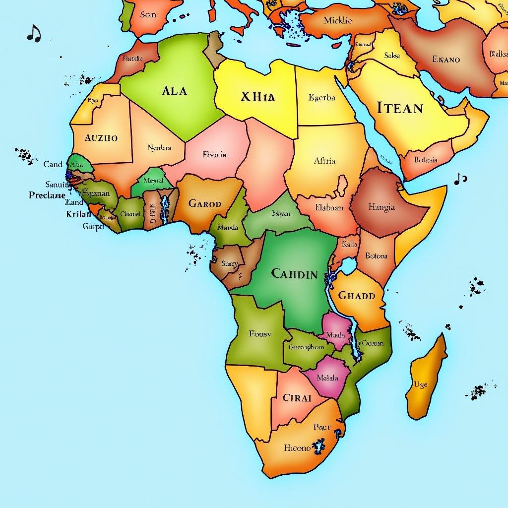 A detailed political map of Africa, highlighting countries, capitals, and borders in bright, distinctive colors