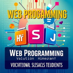 A captivating book cover for "Web Programming with HTML, CSS, and JavaScript for 11th Grade Vocational School Students