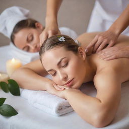 An aesthetically pleasing menu of spa services, complete with various healing and rejuvenating treatments. Each service is accompanied by comforting visuals and short vivid descriptions.