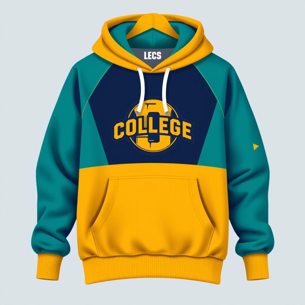 A custom-designed college hoodie with a trendy look