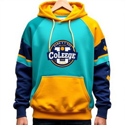 A custom-designed college hoodie with a trendy look