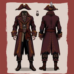 A detailed pirate-themed clothing design featuring an adventurous and rugged look