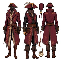 A detailed pirate-themed clothing design featuring an adventurous and rugged look