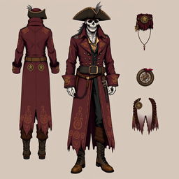 A detailed pirate-themed clothing design featuring an adventurous and rugged look