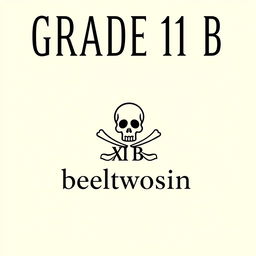 A simplistic pirate-themed class t-shirt design for Grade 11 B, with a cream background