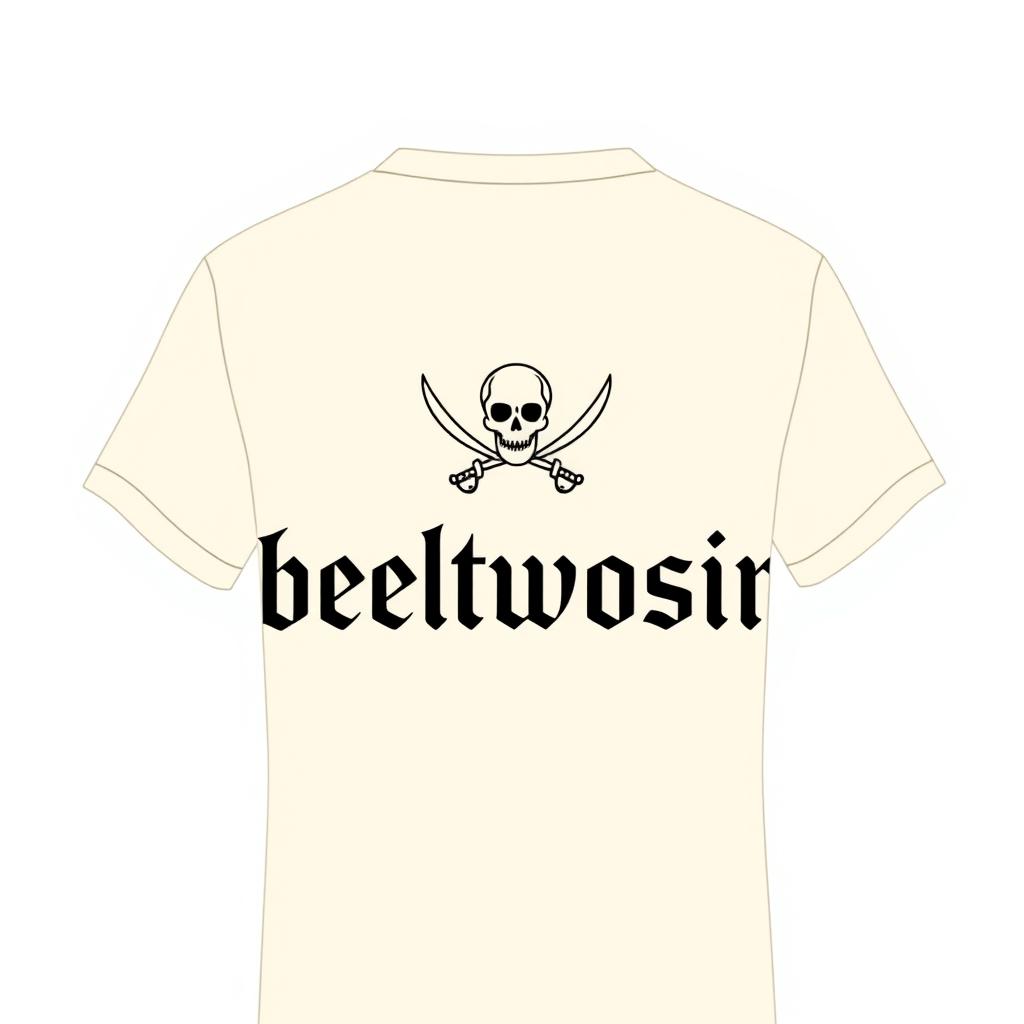 A simplistic cream-colored class t-shirt design for Grade 11 B, focusing on a pirate theme