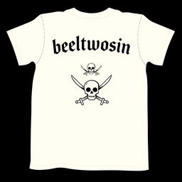 A simplistic cream-colored class t-shirt design for Grade 11 B, focusing on a pirate theme