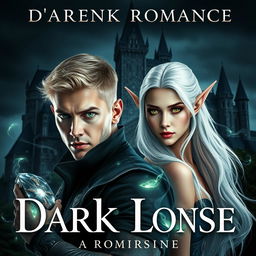 A visually stunning cover for a dark romance story, featuring a photorealistic depiction of a green-eyed male assassin with short blonde hair and intricate tattoos