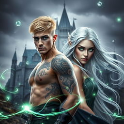 A visually stunning book cover for a dark romance novel featuring a photorealistic scene