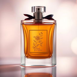 A luxurious glass bottle of perfume, elegantly designed with a sleek and modern aesthetic