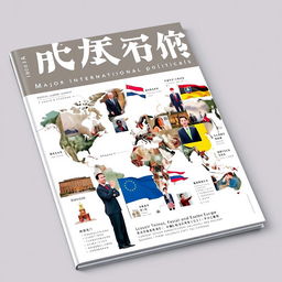 A sophisticated magazine cover that incorporates a collage of major international political events