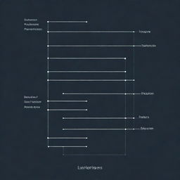 A simplified, vertical illustration of programming threads represented as lines, outlining the interrelationships and sequence of processes