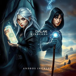 A fantasy book cover featuring two central characters