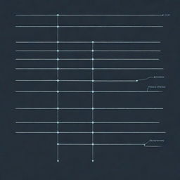 A simplified, vertical illustration of programming threads represented as lines, outlining the interrelationships and sequence of processes