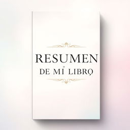 A book cover design featuring the title 'RESUMEN DE MI LIBRO' in elegant, bold typography