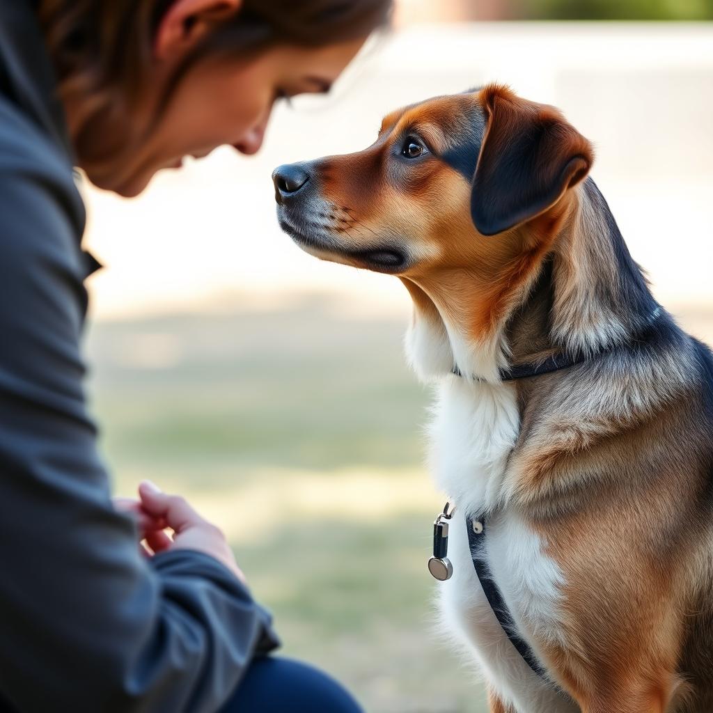 A disciplined and well-behaved dog attentively responding to commands in a positive training environment