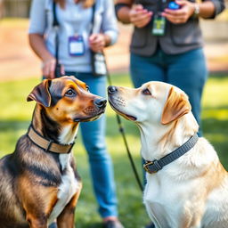 A disciplined and well-behaved dog attentively responding to commands in a positive training environment