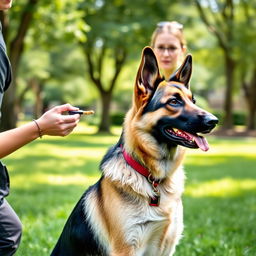 A disciplined and well-behaved dog attentively responding to commands during a training session