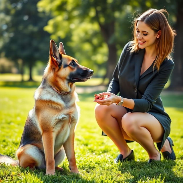 A disciplined and well-behaved dog attentively responding to commands during a training session