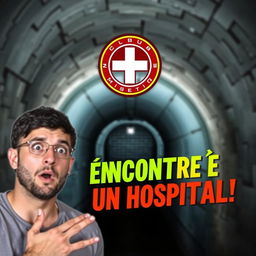 A professional thumbnail design for Fede Vigevani's video titled 'ENCONTRÉ UN HOSPITAL ABAJO DE MI JARDÍN'