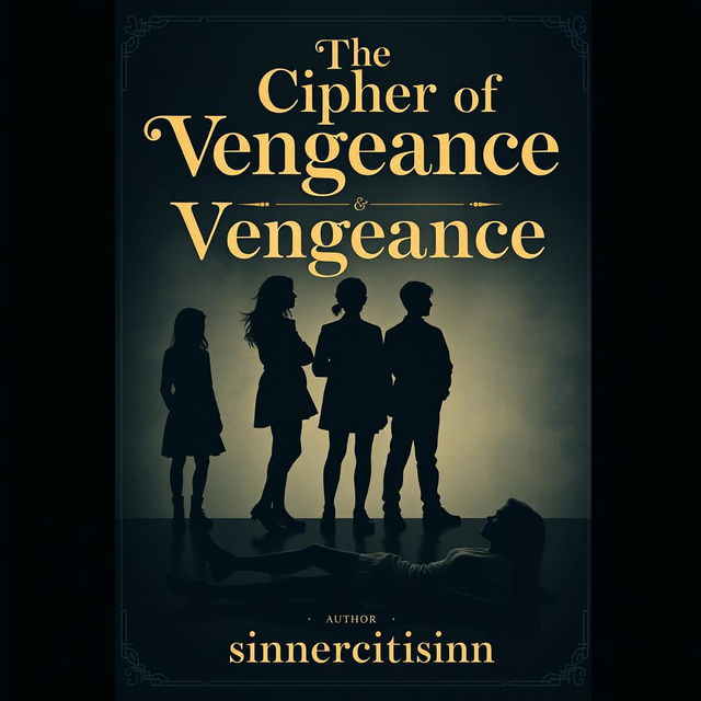 An old-fashioned book cover design with the title "The Cipher of Vengeance" prominently displayed in elegant, vintage typography