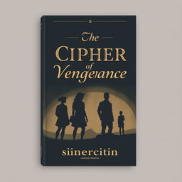 An old-fashioned book cover design with the title "The Cipher of Vengeance" prominently displayed in elegant, vintage typography