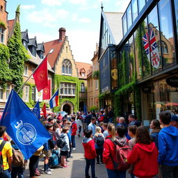 Two rival schools facing each other in a picturesque town