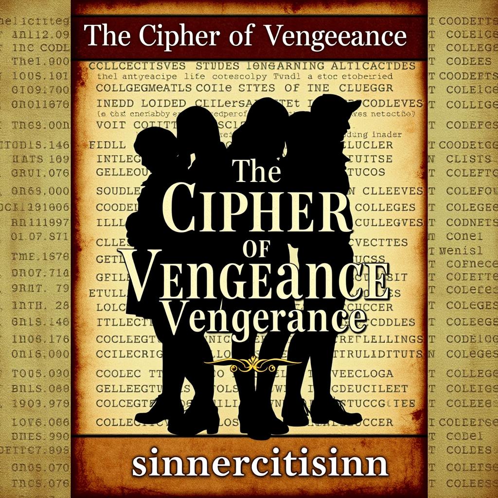 A vintage-style e-book cover for the book titled 'The Cipher of Vengeance' by author 'sinnercitisinn'