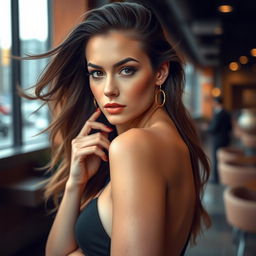 A beautiful and alluring woman with a confident pose, emphasizing her captivating features