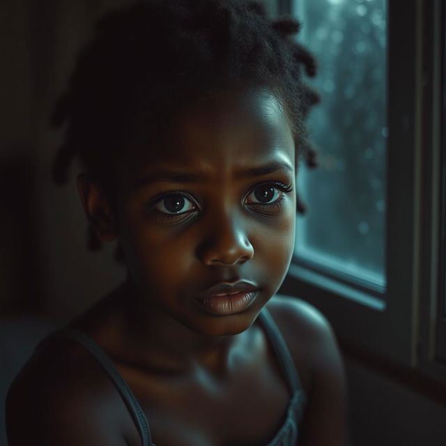 A young black girl shedding tears, experiencing heartbreak