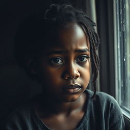 A young black girl shedding tears, experiencing heartbreak