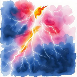 Create a drawing of lightning on watercolor paper