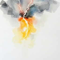 Create a drawing of lightning on watercolor paper