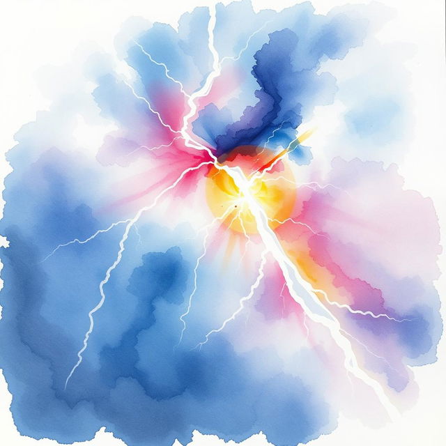 Create a drawing of lightning on watercolor paper