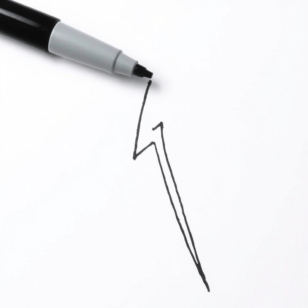 Draw a lightning bolt using a marker on paper