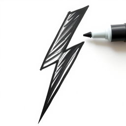 Draw a lightning bolt using a marker on paper