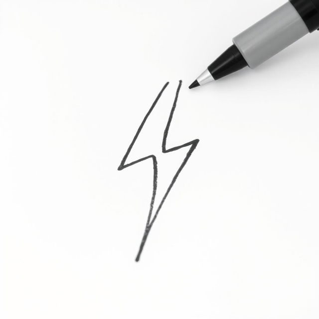 Draw a lightning bolt using a marker on paper