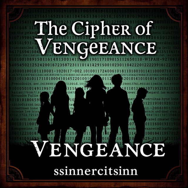 An e-book cover for a mystery-thriller book titled "The Cipher of Vengeance" by "sinnercitisinn"