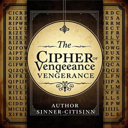 E-book cover design for a mystery-thriller book titled "The Cipher of Vengeance" by author "sinnercitisinn"