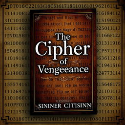 E-book cover design for a mystery-thriller book titled "The Cipher of Vengeance" by author "sinnercitisinn"