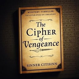 E-book cover design for a mystery-thriller book titled "The Cipher of Vengeance" by author "sinnercitisinn"