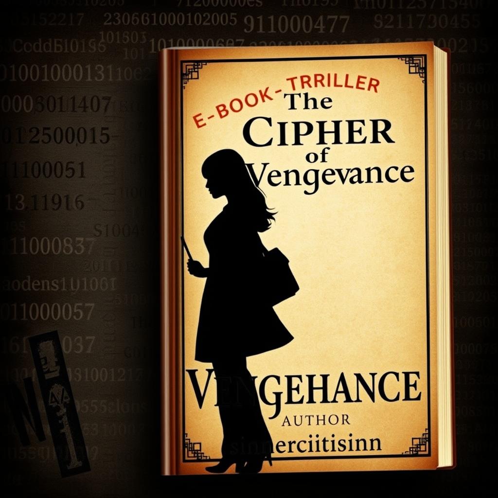 An e-book cover for a mystery-thriller titled "The Cipher of Vengeance" by author "sinnercitisinn", designed with an old-fashioned book theme