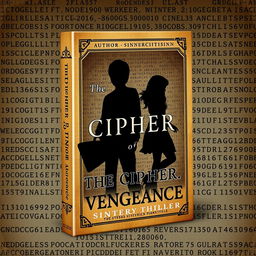 An e-book cover for a mystery-thriller titled "The Cipher of Vengeance" by author "sinnercitisinn", designed with an old-fashioned book theme