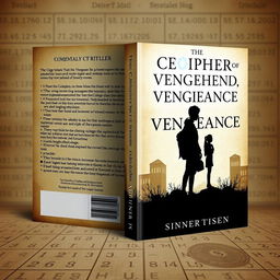 An e-book cover for a mystery-thriller titled "The Cipher of Vengeance" by author "sinnercitisinn", designed with an old-fashioned book theme