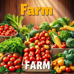 A vibrant and inviting poster showcasing a variety of farm produce