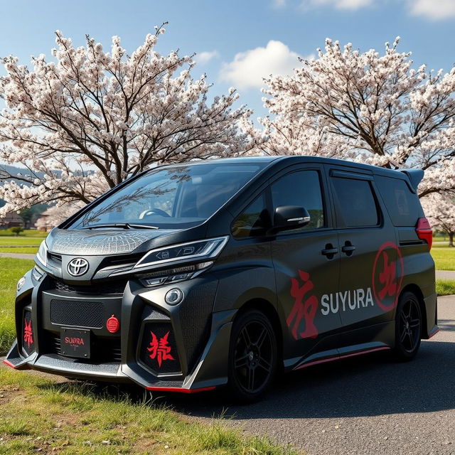 A creative fusion concept of a Toyota Supra MK4 transformed into a samurai-themed minivan