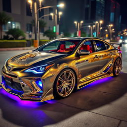 A Toyota car with a luxurious and over-the-top custom design