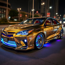 A Toyota car with a luxurious and over-the-top custom design