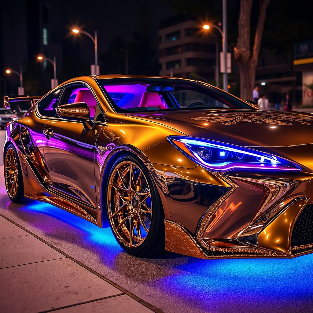 A Toyota car with a luxurious and over-the-top custom design